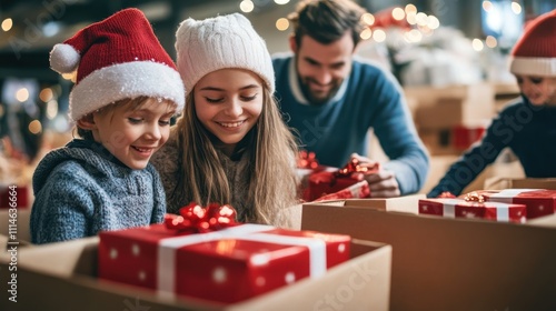 Children Receive Christmas Presents From Their Father