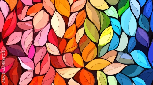 Wallpaper Mural Colorful Abstract Leaf Pattern Design Art Torontodigital.ca