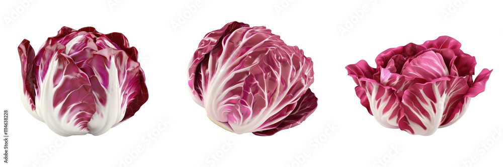 Obraz premium 3d render radicchio isolated on transparent background Cartoon Illustration in plastic style