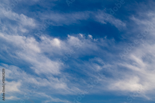 Blue sky cirrus clouds.