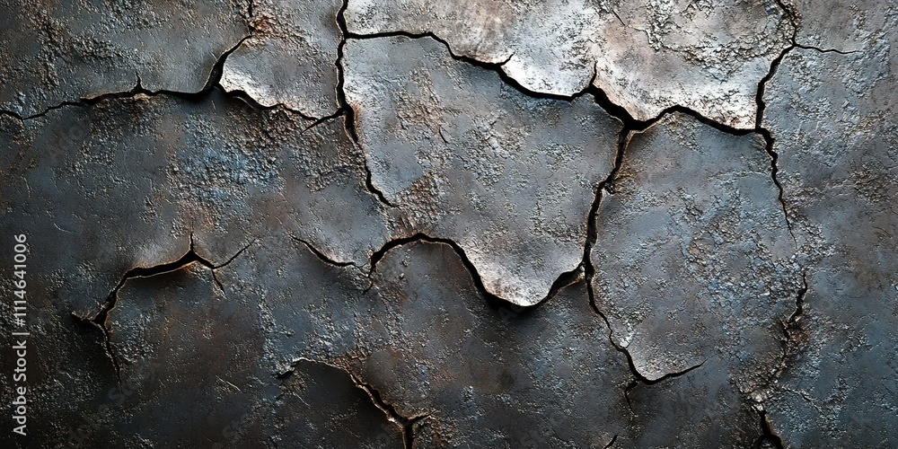 Fototapeta premium Cracked and weathered surface revealing texture and depth in natural light