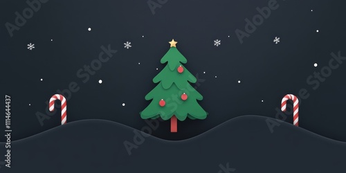 Festive Paper Christmas Tree Winter Scene