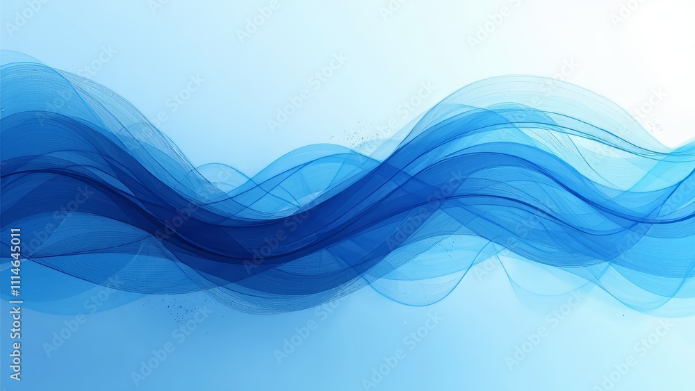 Flowing Blue Waves in Abstract Design on a Bright Canvas Background Flowing Blue Waves in Abstract Design on a Bright Canvas Background
