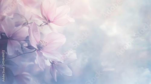 Delicate Pink Blossoms Softly Bloom Against A Cloudy Sky