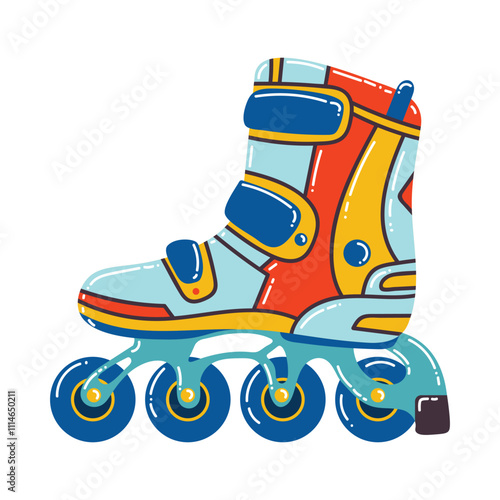 Retro y2k cartoon inline skates or roller blades isolated on white background.