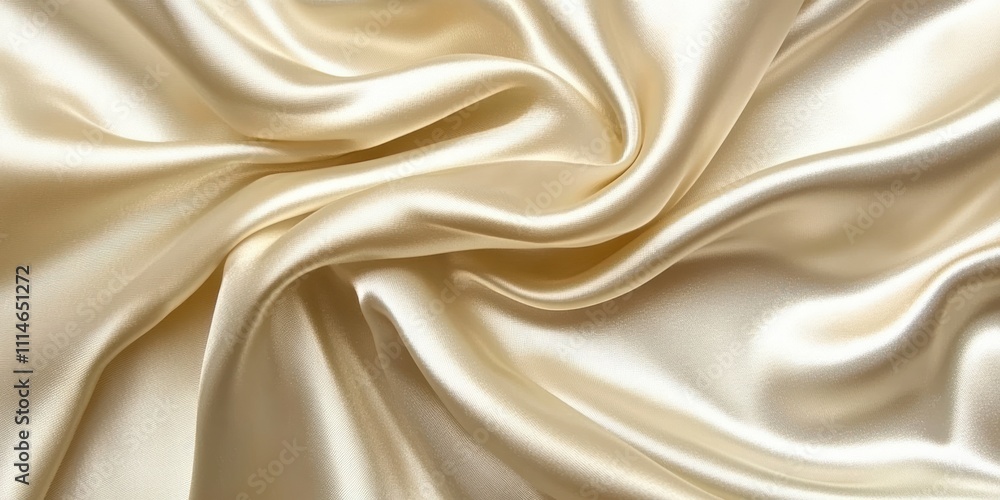 Fototapeta premium Elegant Draped Cream Colored Satin Fabric Texture