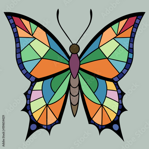 Butterfly with stained glass wings.