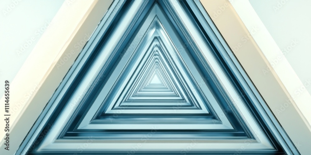 Obraz premium Abstract Triangular Tunnel Design Featuring Blue And White Hues