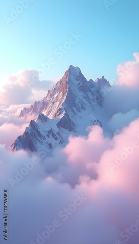 Mistic light purple mountain and clouds