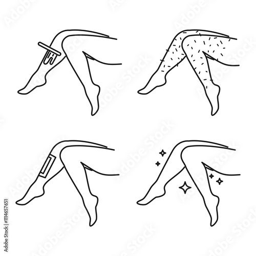 Woman legs hair removal waxing clean icon symbol art design vector