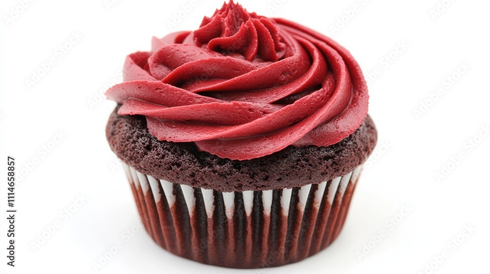Freshly Baked Cupcake with Swirled Red Frosting Freshly Baked Cupcake with Swirled Red Frosting