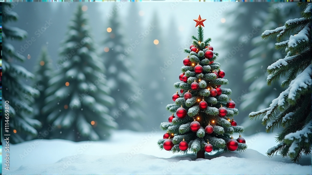 Obraz premium christmas tree with snow