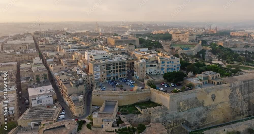 custom made wallpaper toronto digitalEnchanting Aerial View of Valletta Malta City Streets with the Central Square and Stunning Ancient Architecture in a Historic European Tourist Spot. High quality 4k footage
