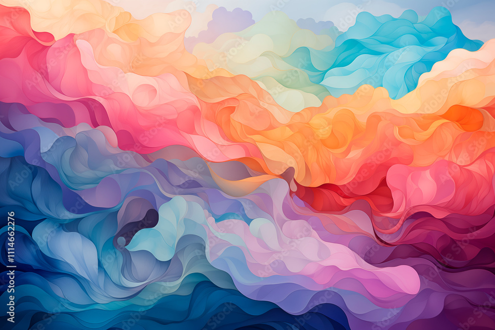 Obraz premium Vibrant abstract tapestry of diversity and unity in soft pastels - Generative AI
