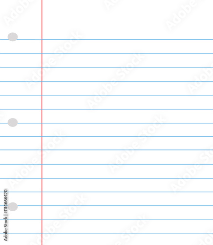 Obraz na plátně Three hole punched school notebook paper with blue lines is seen here to be used as a graphic element or background