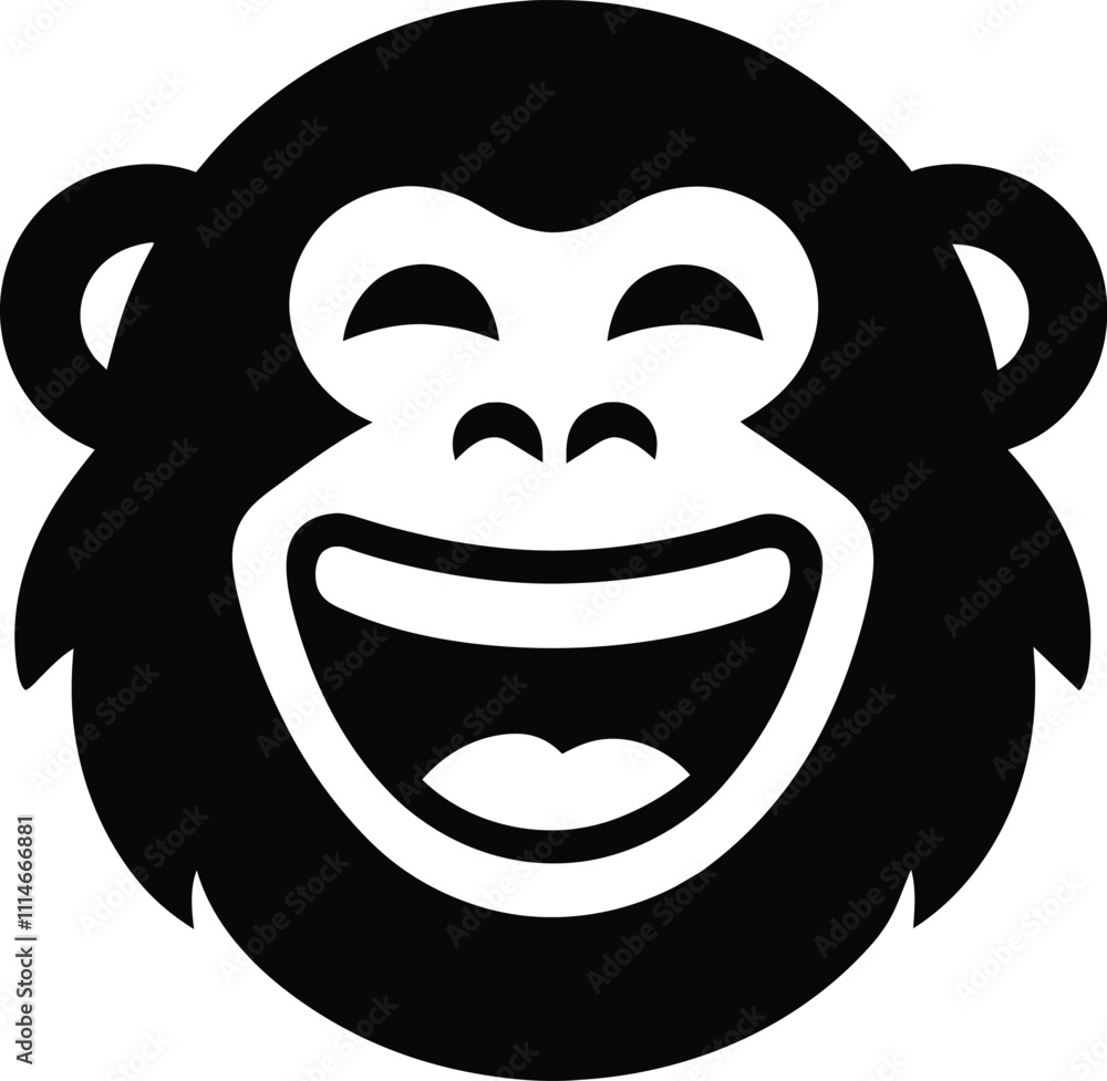Monkey face laughing minimal logo vector isolated on white background Monkey face laughing minimal logo vector isolated on white background
