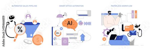 Business Process Automation. Flat Vector Illustration