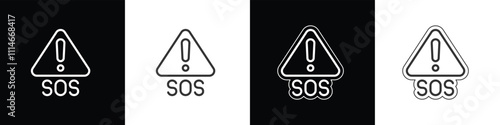 Emergency icon. SOS warning sign. Emergency call line and flat icon, medicine and healthcare, police etc. SOS vector icon symbol illustration.
