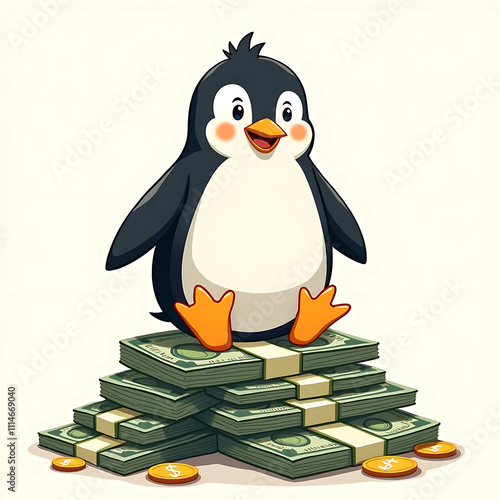 A penguin with a lot of money