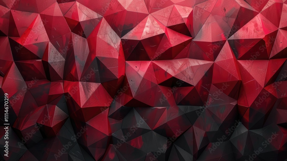 Obraz premium Abstract red and black low poly background.