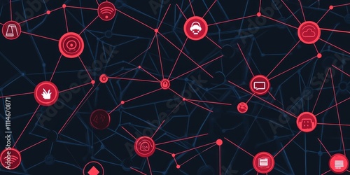 Networked Icons Illustrate Interconnected Digital Devices and Services