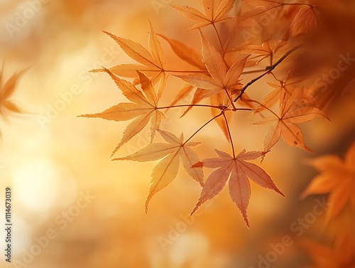 Abstract autumn leaves with glowing light and soft focus, creating a warm and dreamy atmosphere, perfect for seasonal backgrounds, fall-inspired designs, and nature artwork.
