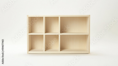 Modern Light Wood Cube Shelving Unit  Empty Bookshelf  Storage  Minimalist Home Decor