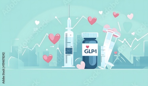 A medical syringe and vial featuring GLP-1, showcasing its role in modern healthcare and pharmaceutical treatments.