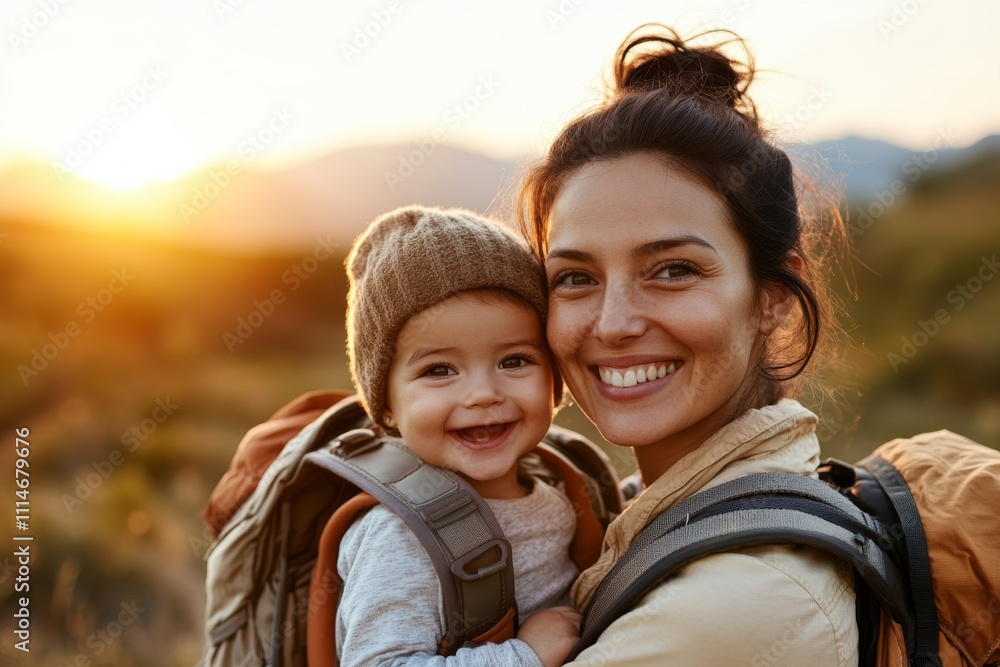 A joyful moment of a mother with her baby, soaking in stunning sunset views amidst scenic hills, embodying serenity, warmth, and the bond between them. A joyful moment of a mother with her baby, soaking in stunning sunset views amidst scenic hills, embodying serenity, warmth, and the bond between them.