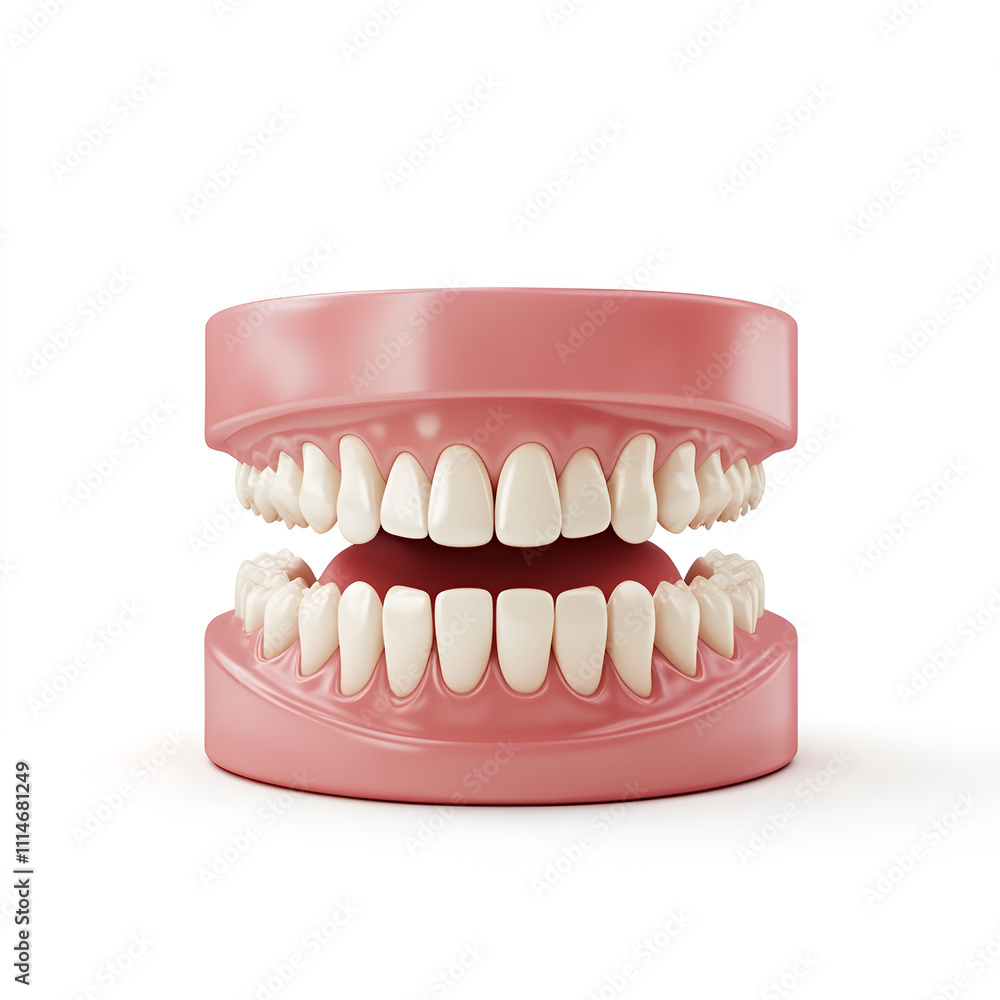 Obraz premium Realistic anatomical model of human teeth with gums, showcasing dental structure for educational purposes in medicine, dentistry, and oral health studies