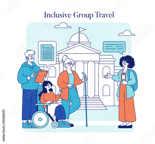 Disabled Travel. Flat Vector Illustration