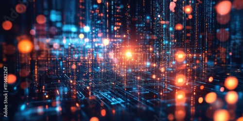 Wallpaper Mural Abstract Digital Cityscape Illuminated With Bright Lights Torontodigital.ca