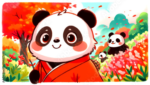 Cartoon drawing of a cute panda