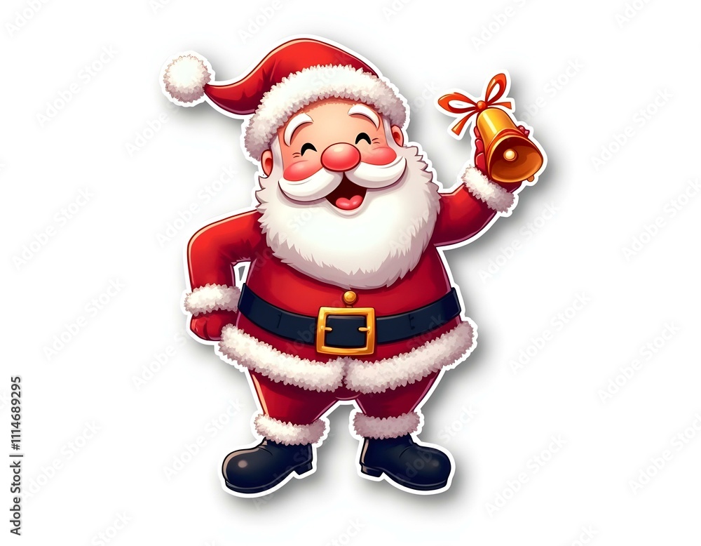 Fototapeta premium Christmass sticker design with santa and Xmas tree