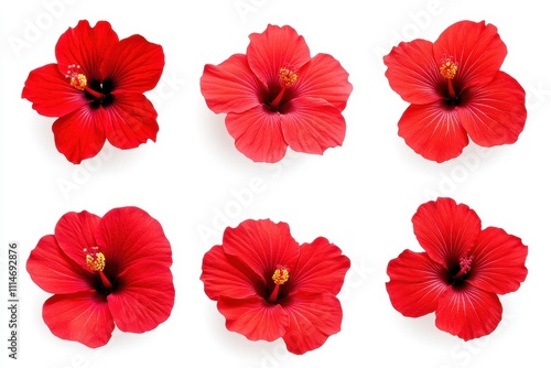 Wallpaper Mural Set of Red hibiscus isolated in white background Torontodigital.ca
