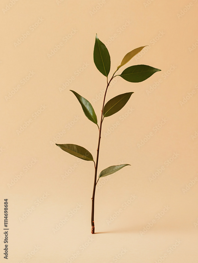 Young Green Plant Sprouting from Soil Against a Minimalist Background, Symbolizing Growth, Renewal, and Sustainability Young Green Plant Sprouting from Soil Against a Minimalist Background, Symbolizing Growth, Renewal, and Sustainability