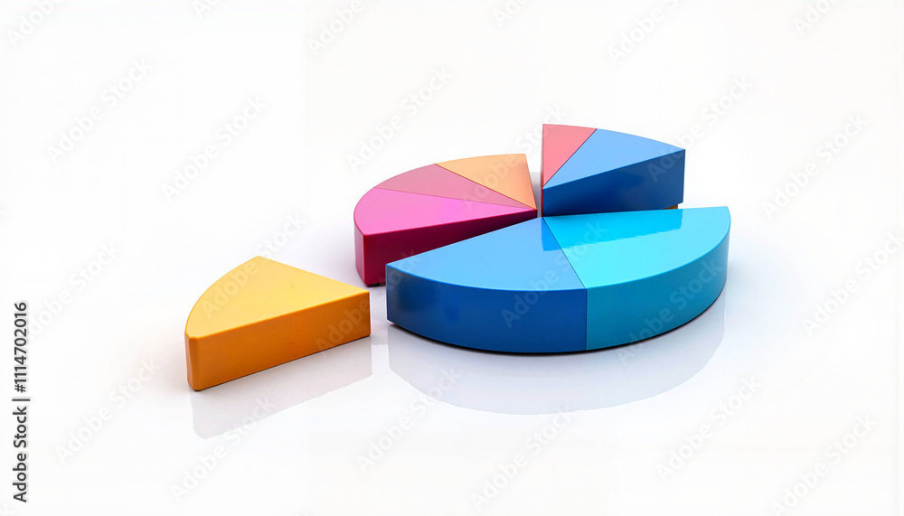 Obraz premium Cutting expenses concept: colorful 3d pie chart on white background representing data segments