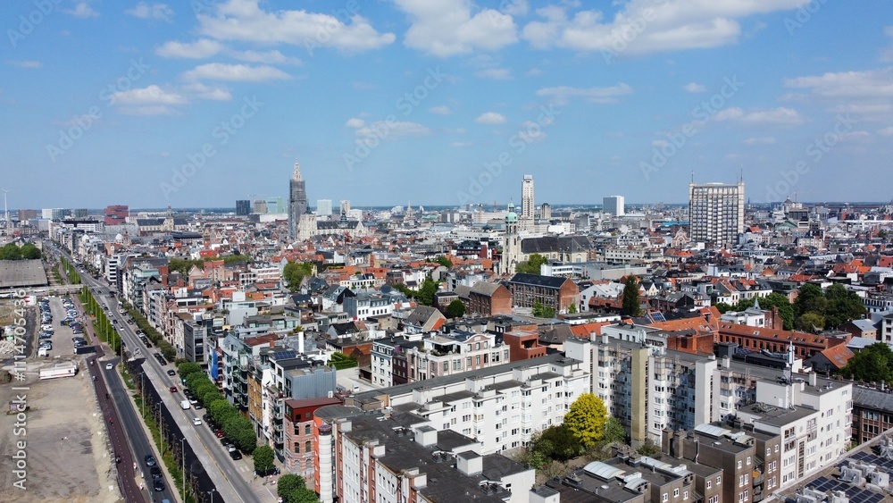 The panorama view of Antwerpen city in Belgium The panorama view of Antwerpen city in Belgium