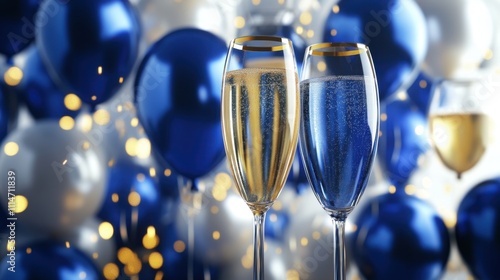 Cheers to Celebration with Sparkling Drinks and Balloons