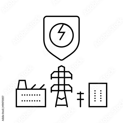 monitoring electric grid line icon vector. monitoring electric grid sign. isolated contour symbol black illustration