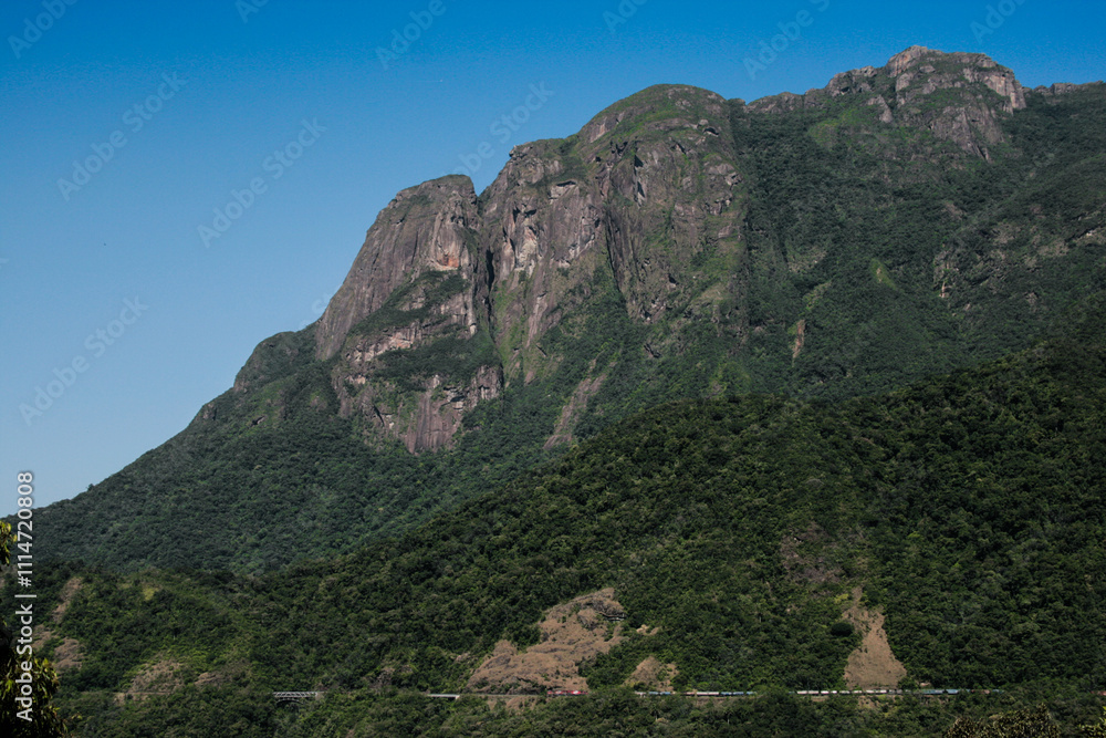 Fototapeta premium View of the Marumbi Mountain in the Atlantic Forest in Brazil