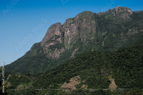 View of the Marumbi Mountain in the Atlantic Forest in Brazil