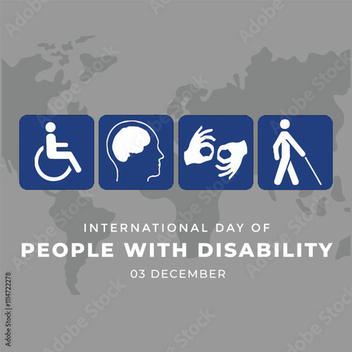 International Day of Persons with Disabilities (IDPD) is celebrated every year on 3 December. to raise awareness of the situation of disabled persons in all aspects of life. Vector illustration