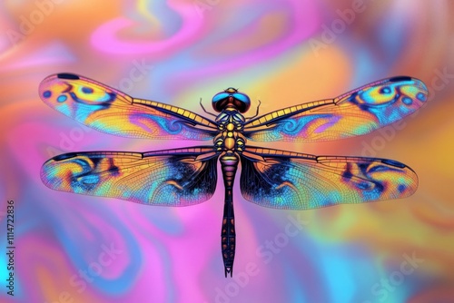 Stunning Colorful Dragonfly in Vibrant Hues photo