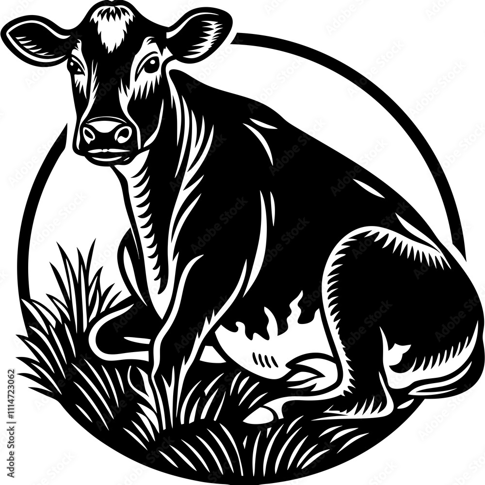 Obraz premium Cow vector silhouette, isolated white background