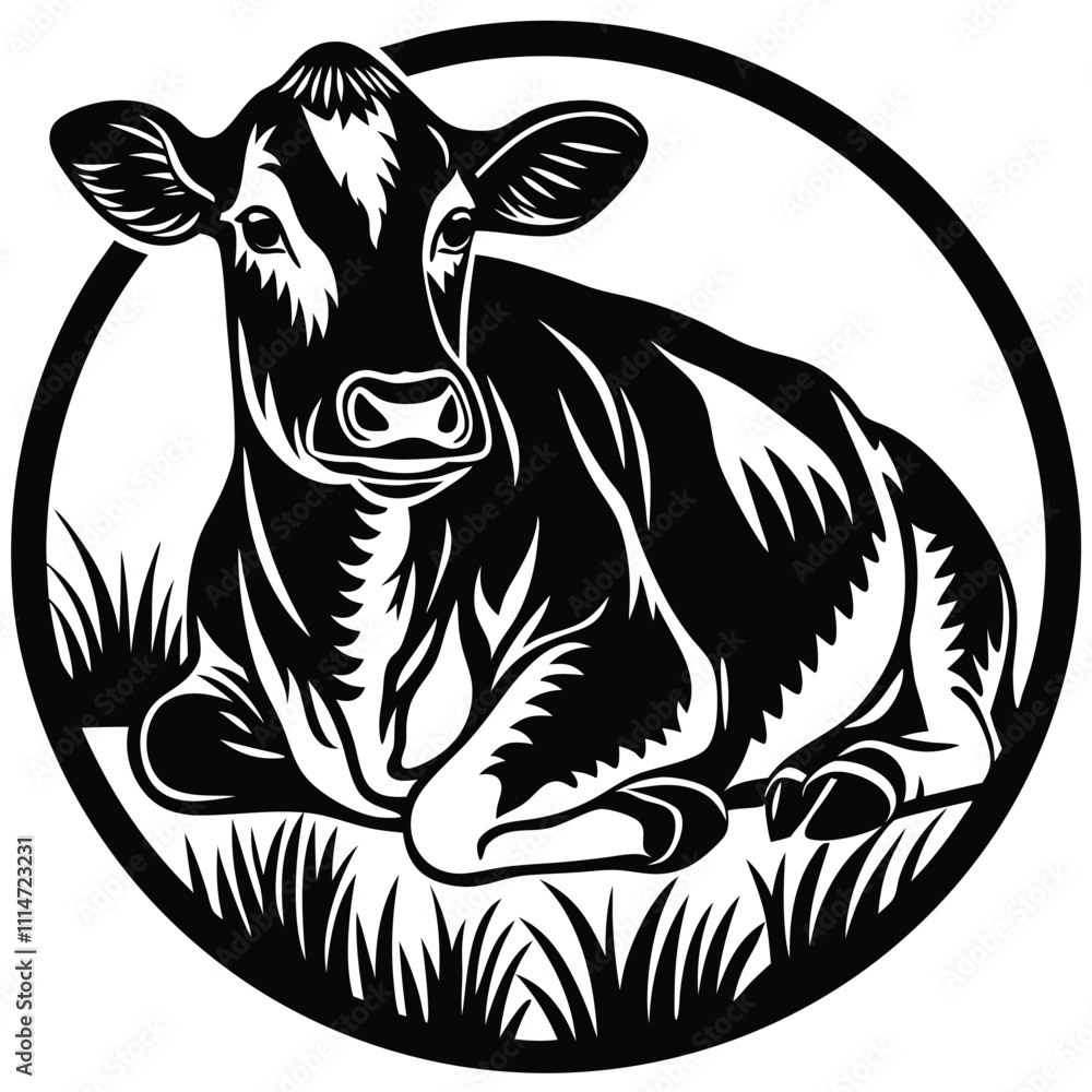 Obraz premium Cow vector silhouette, isolated white background