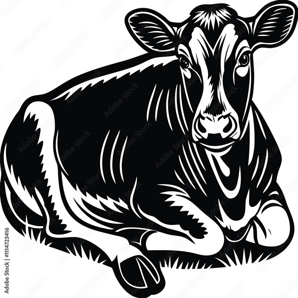 Obraz premium Cow vector silhouette, isolated white background