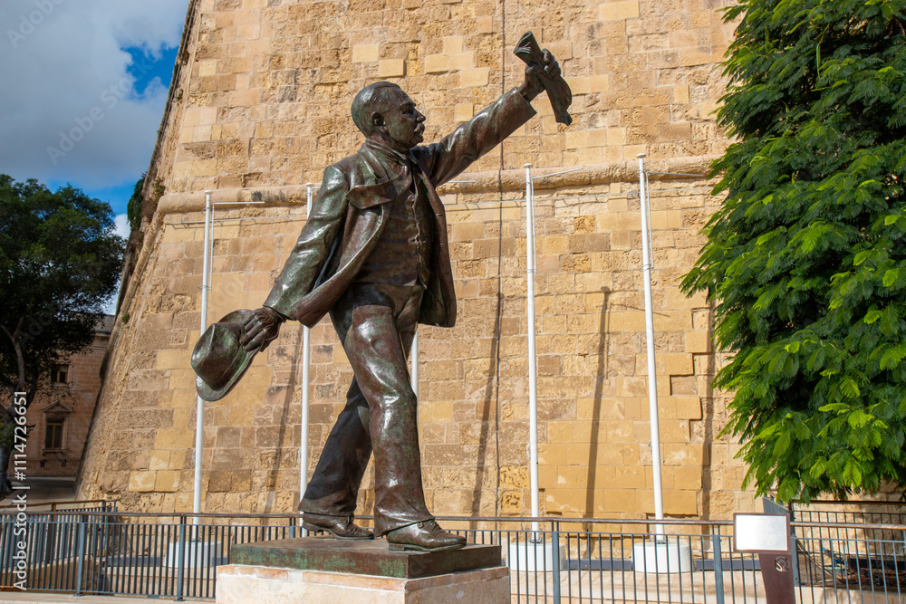 Valletta (il-Belt Valletta) Statue of Manwel Dimech Xlokk South Eastern Region of Malta