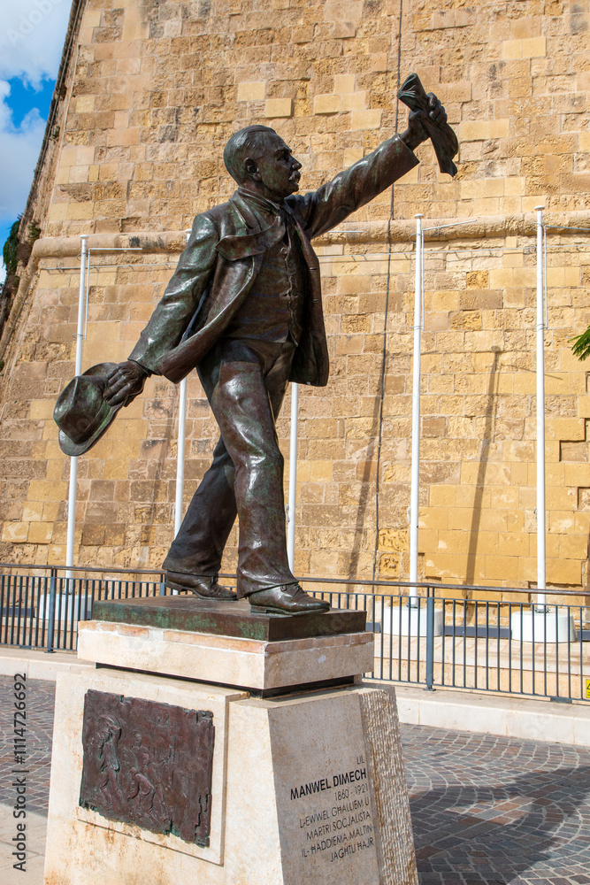Valletta (il-Belt Valletta) Statue of Manwel Dimech Xlokk South Eastern Region of Malta