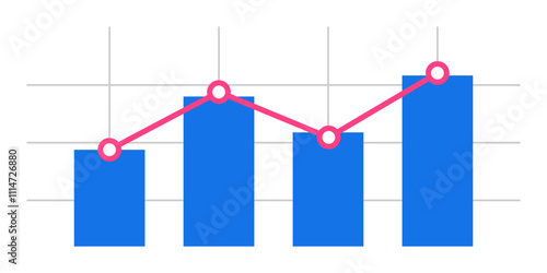 Statistic graphic datum analysis for marketing profit progress increase. Vector illustrations in flat style.